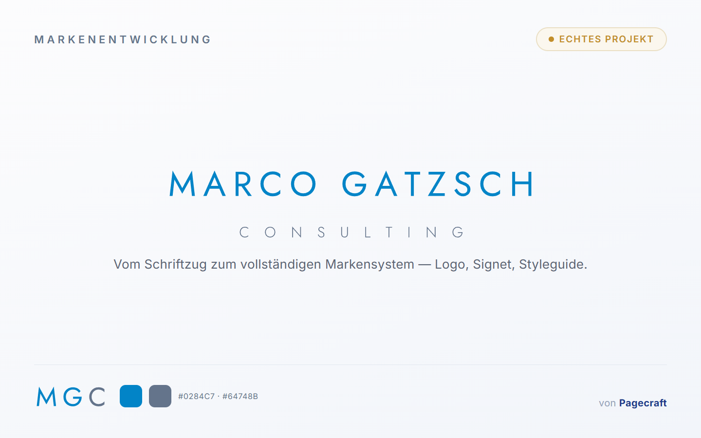 Markenentwicklung für Marco Gatzsch Consulting — Logo, Signet und Styleguide